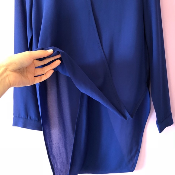 Blue high low sheer blouse - Picture 3 of 4